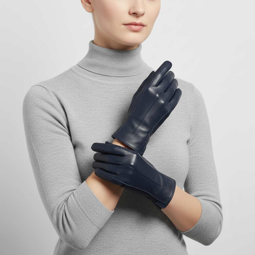 Korte handschoenen van vegan leer