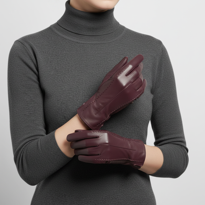 Korte handschoenen van vegan leer