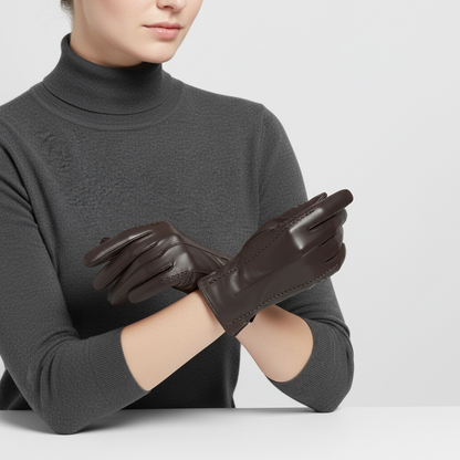 Korte handschoenen van vegan leer