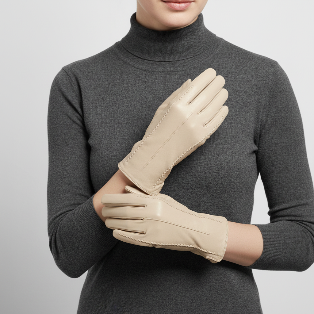 Korte handschoenen van vegan leer