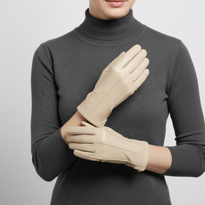 Korte handschoenen van vegan leer