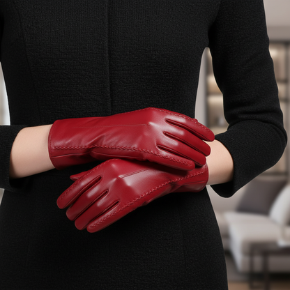 Korte handschoenen van vegan leer