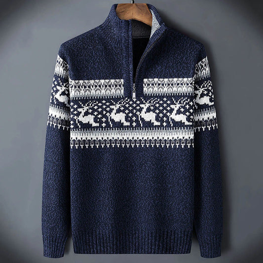 Kris | Fair Isle trui met halve rits voor heren