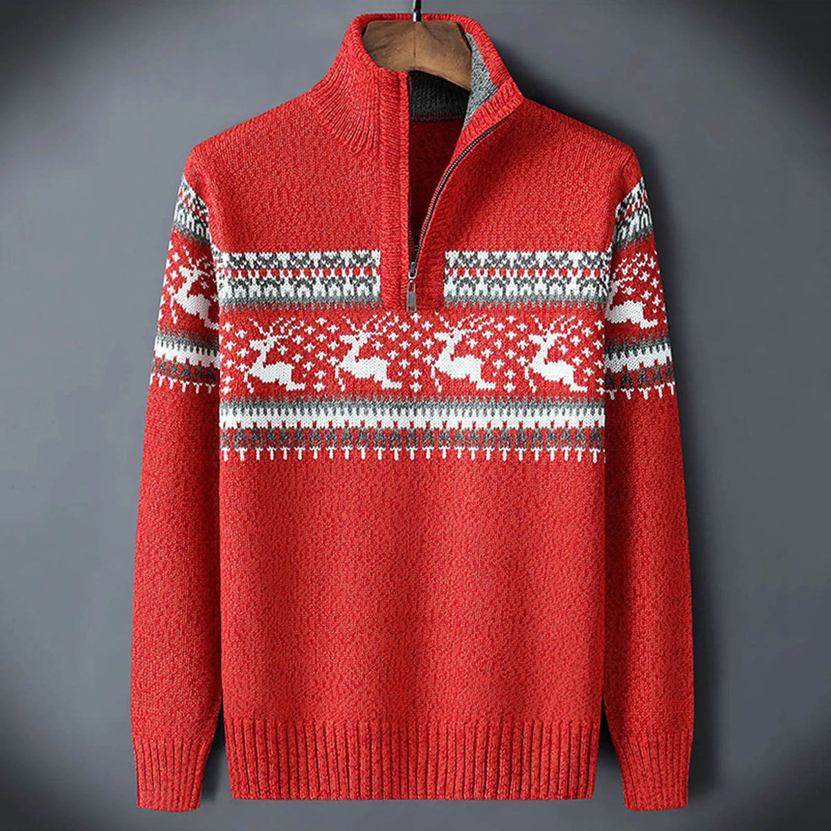 Kris | Fair Isle trui met halve rits voor heren