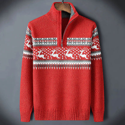 Kris | Fair Isle trui met halve rits voor heren
