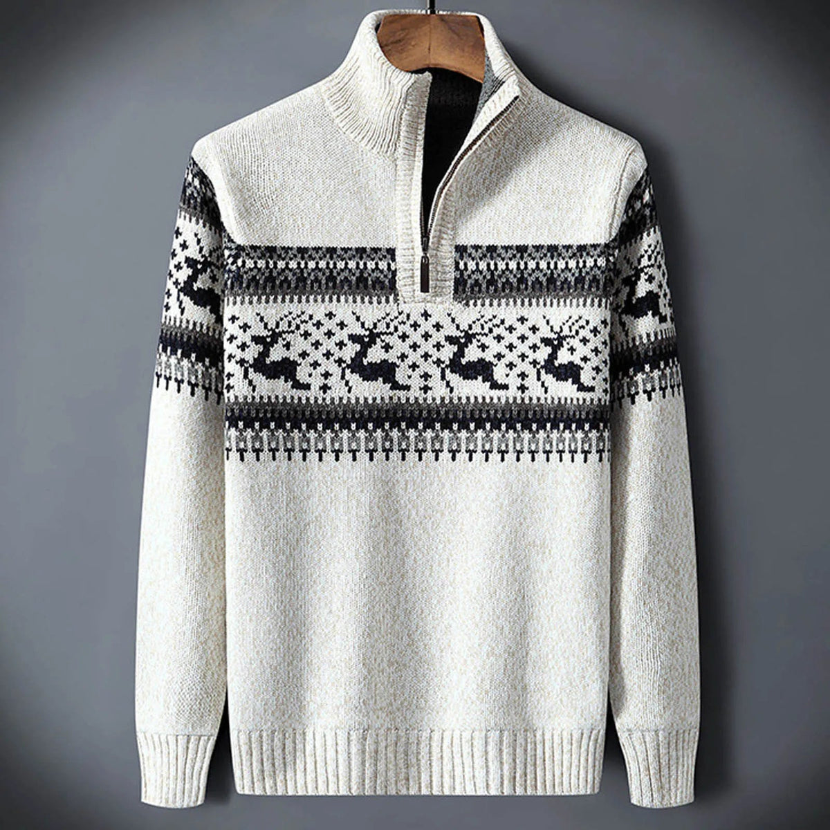 Kris | Fair Isle trui met halve rits voor heren