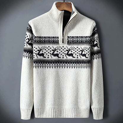Kris | Fair Isle trui met halve rits voor heren