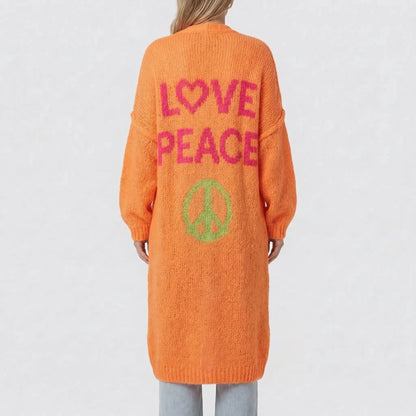 Lang oversized bohemian gebreid vest - Faye