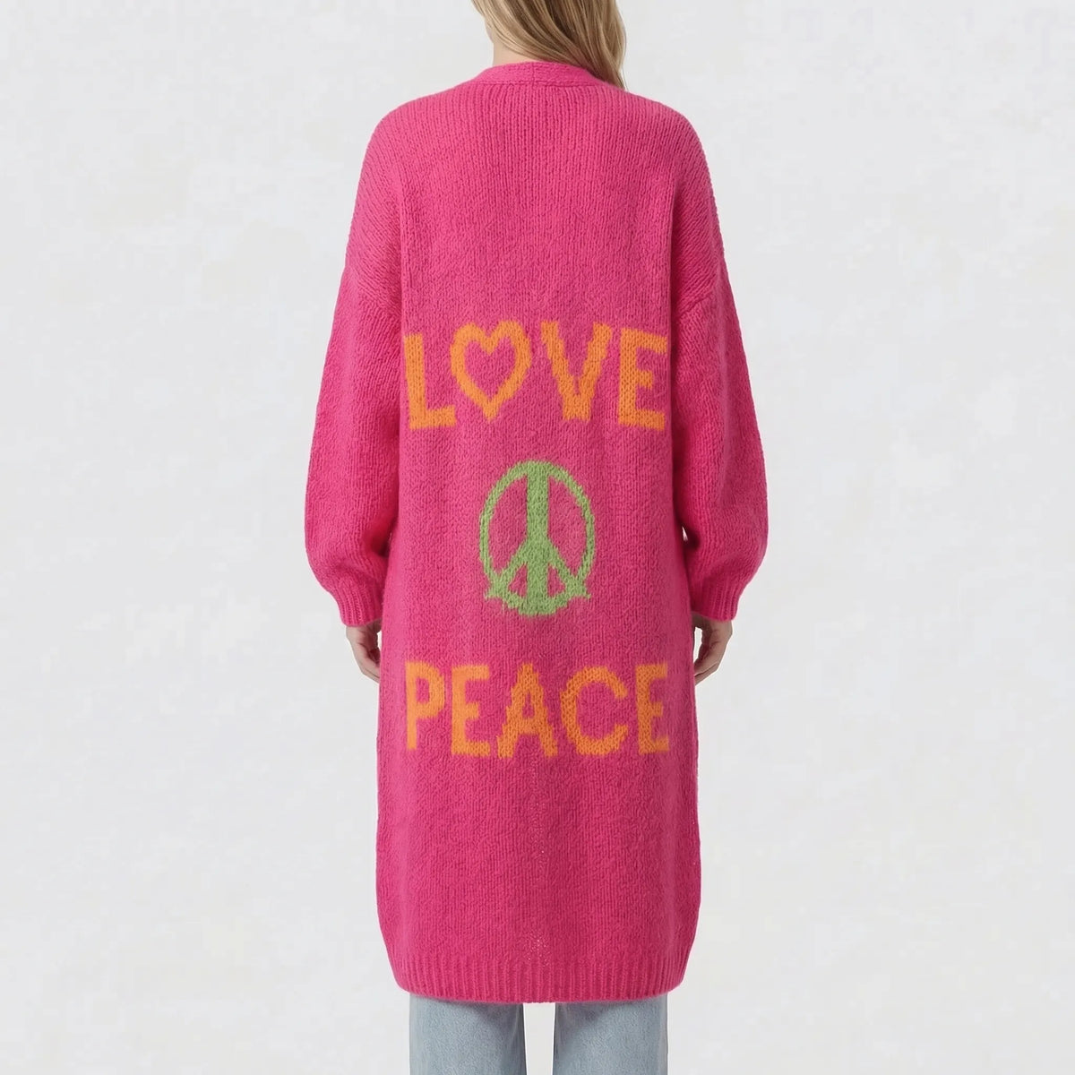 Lang oversized bohemian gebreid vest - Faye
