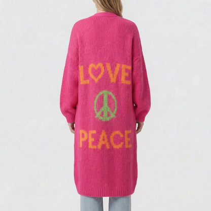 Lang oversized bohemian gebreid vest - Faye