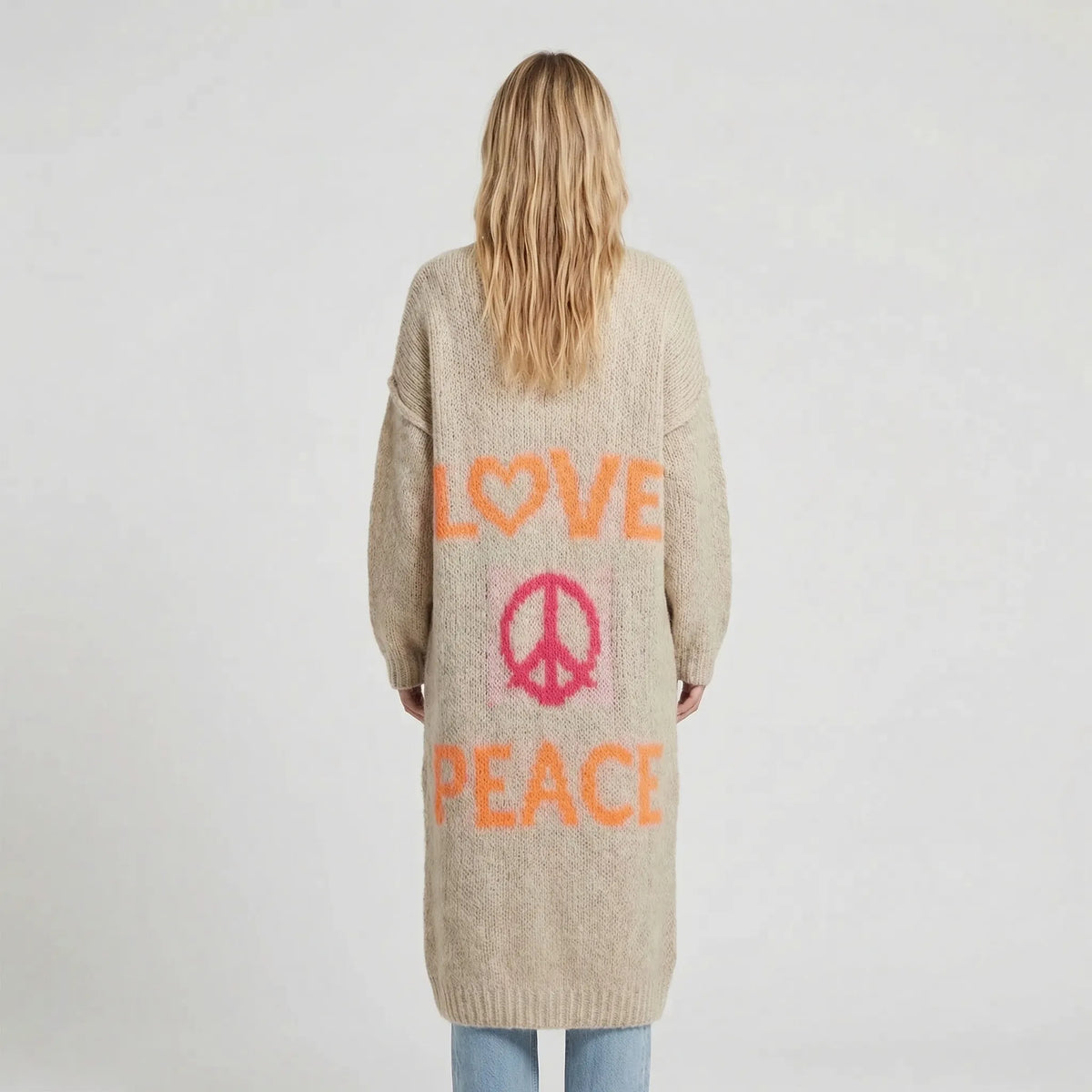 Lang oversized bohemian gebreid vest - Faye