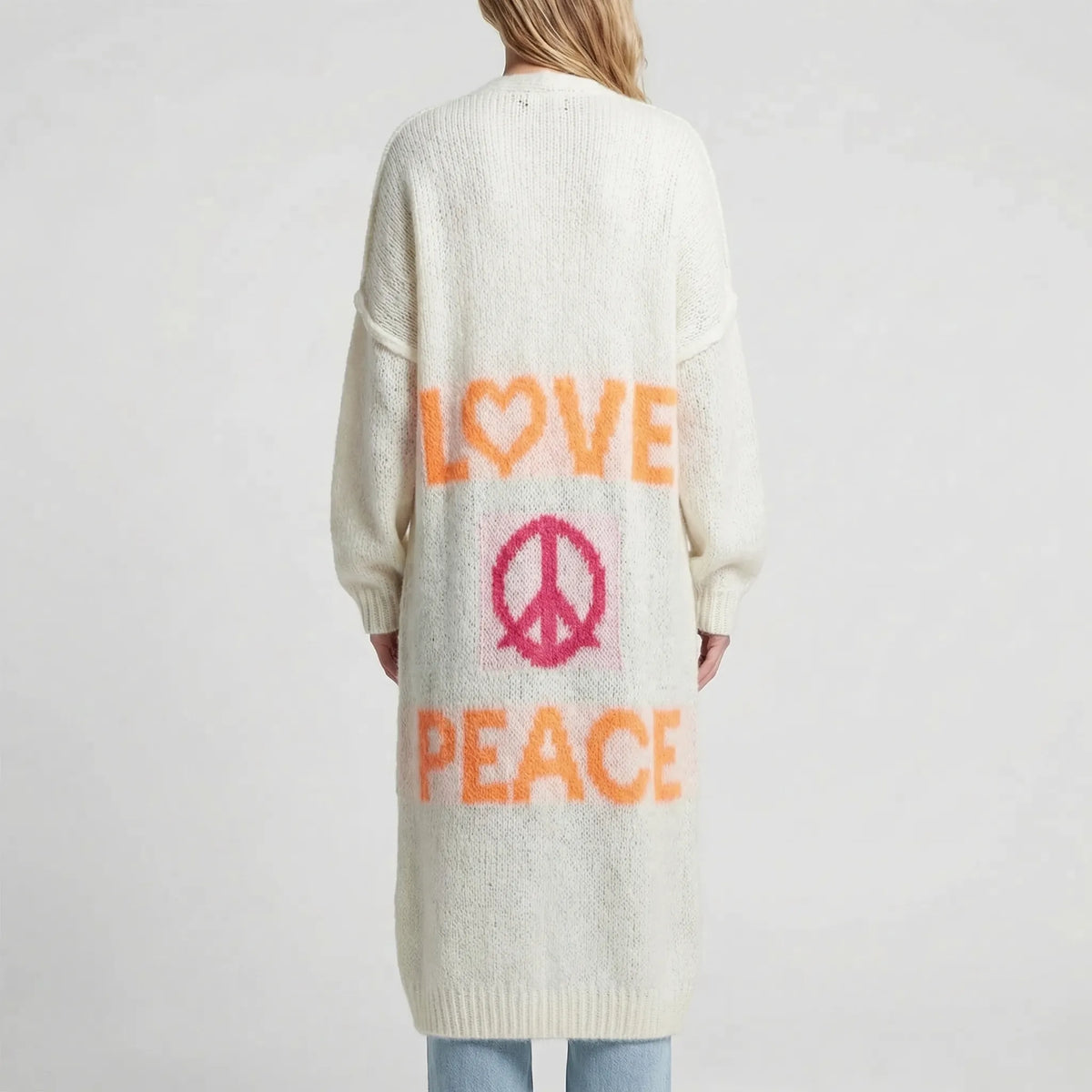 Lang oversized bohemian gebreid vest - Faye