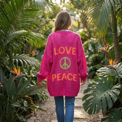 Lang oversized bohemian gebreid vest - Faye