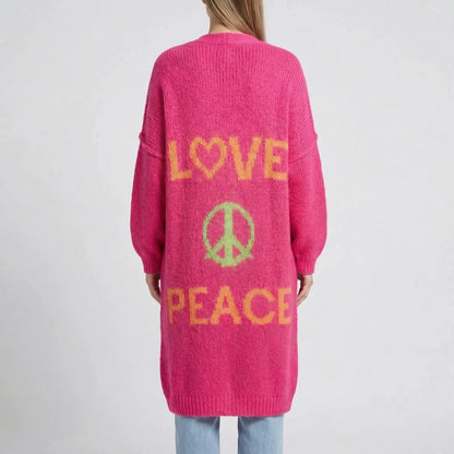 Lang oversized bohemian gebreid vest - Faye