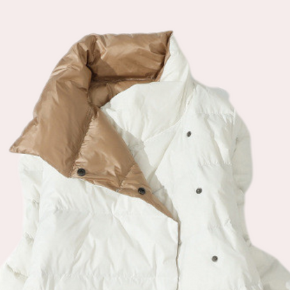 Lange dameswinterjas met hoge kraag