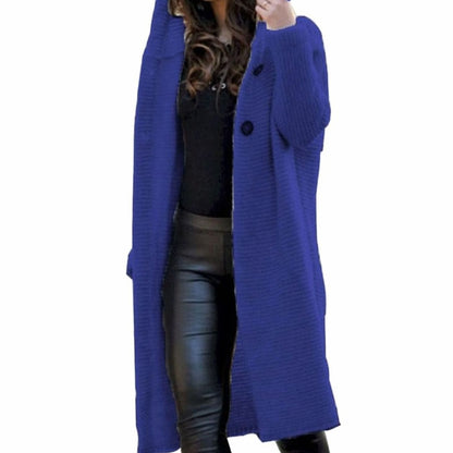 Lange gebreide maxi-cardigan met capuchon voor dames