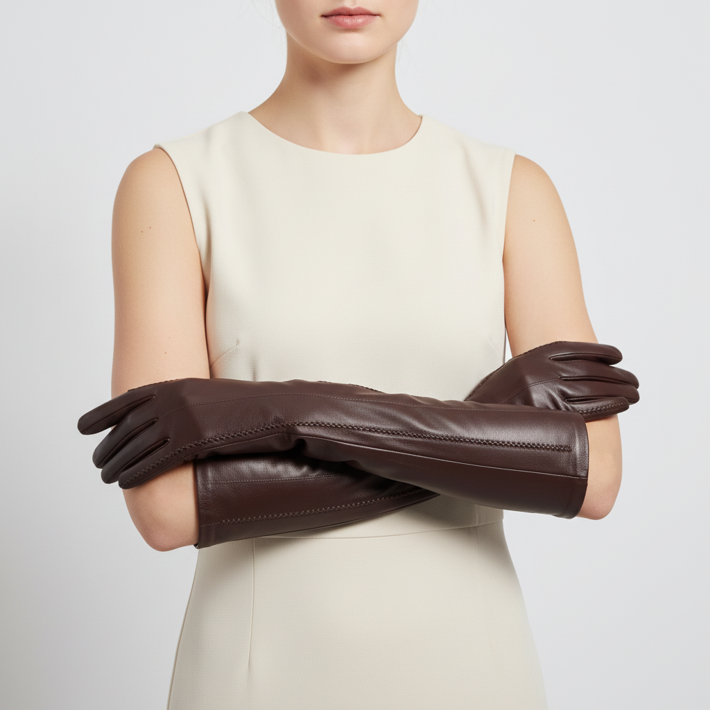 Lange klassieke handschoenen van echt leer