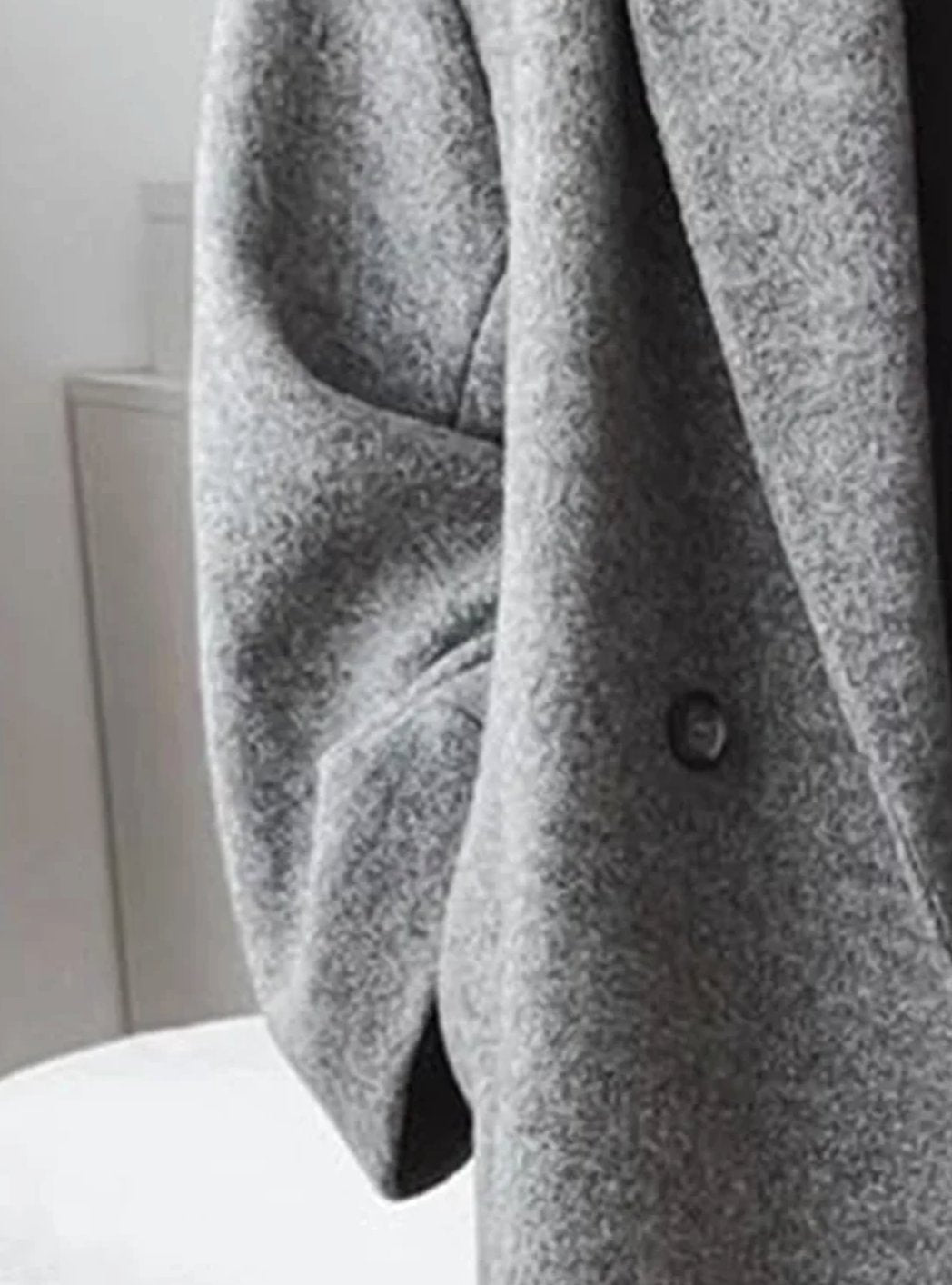 Lange oversized damesmantel van wolmix met reverskraag