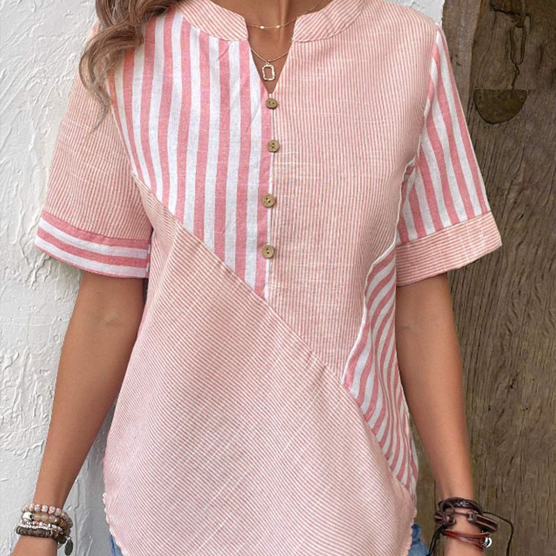 Image of Laura | Dames Blouse met Korte Mouwen en Strepen