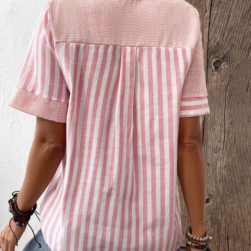 Image of Laura | Dames Blouse met Korte Mouwen en Strepen