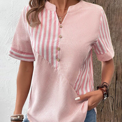 Image of Laura | Dames Blouse met Korte Mouwen en Strepen
