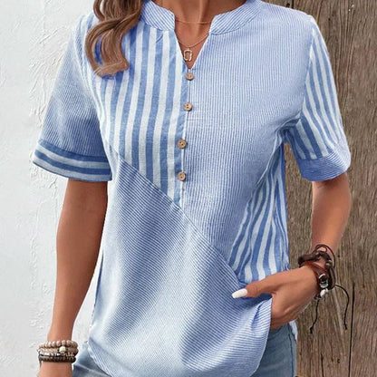 Image of Laura | Dames Blouse met Korte Mouwen en Strepen