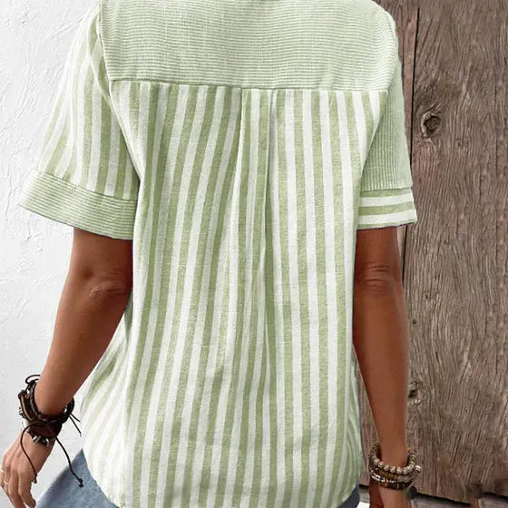 Image of Laura | Dames Blouse met Korte Mouwen en Strepen