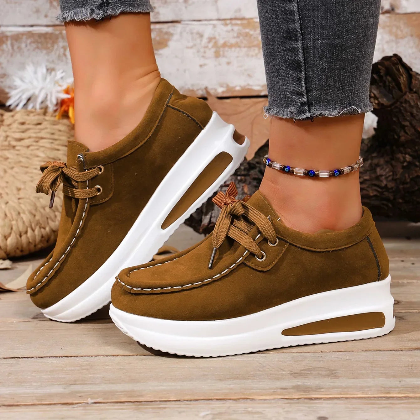 Image of Lauren | Dames Platform Veterschoenen Casual Schoenen