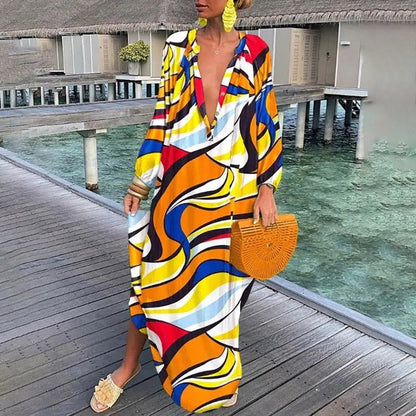 Image of Lauren | Dames V-hals Maxi-jurk met Print