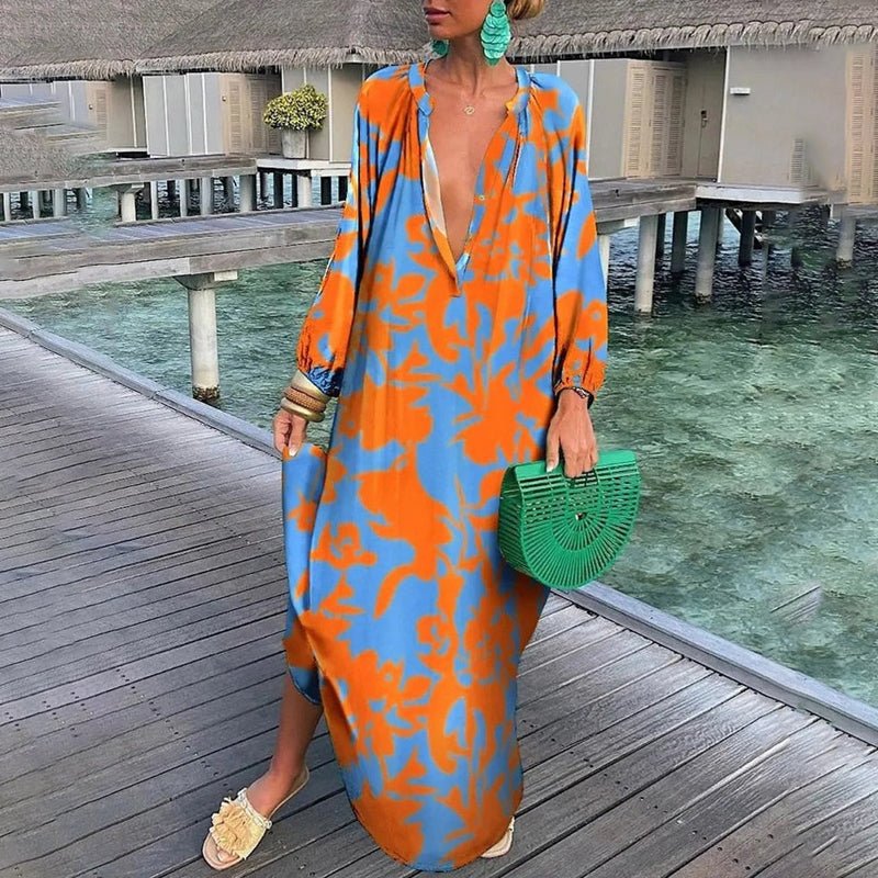 Image of Lauren | Dames V-hals Maxi-jurk met Print