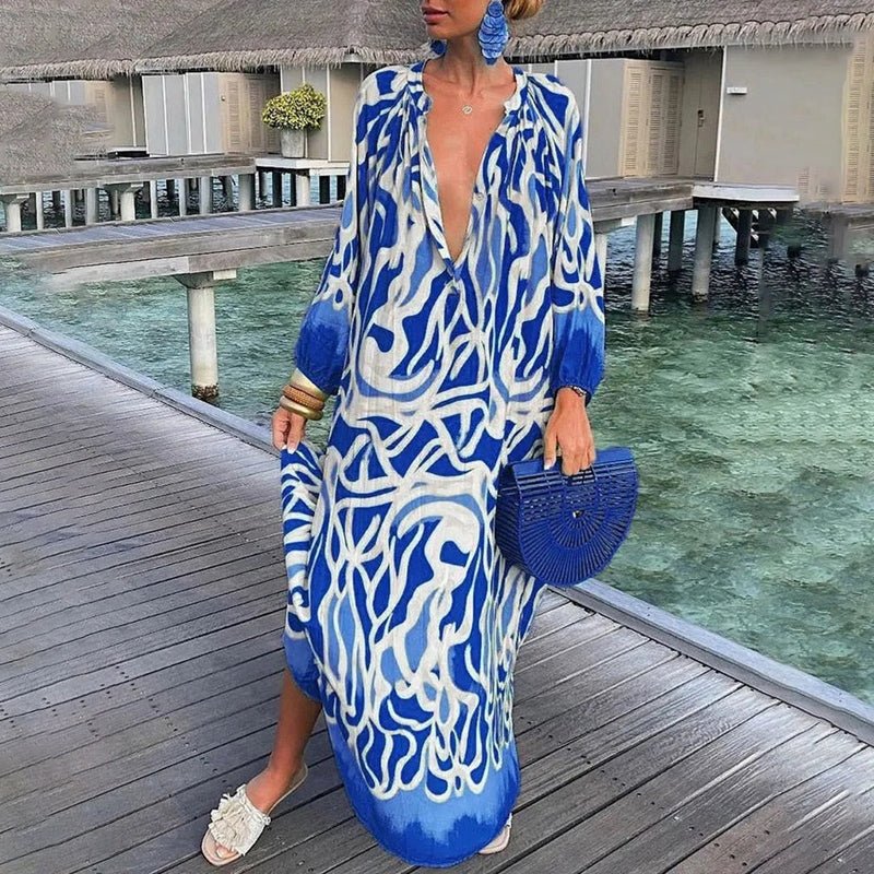Image of Lauren | Dames V-hals Maxi-jurk met Print