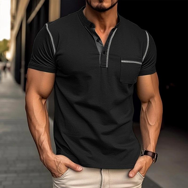 Image of Lawrence | Heren Henley T-shirt met Zak