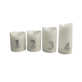 LED-adventskaarsen met timer en afstandsbediening - 4 stuks - 9/10/12,5/15 cm - met 3D-vlam