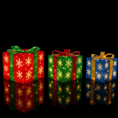 LED-cadeaudozen, gekleurd - Set van 3 stuks - rood, groen & blauw