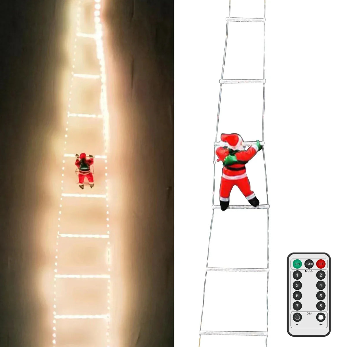 Lichtsnoer met kerstman op ladder