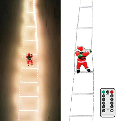 Lichtsnoer met kerstman op ladder