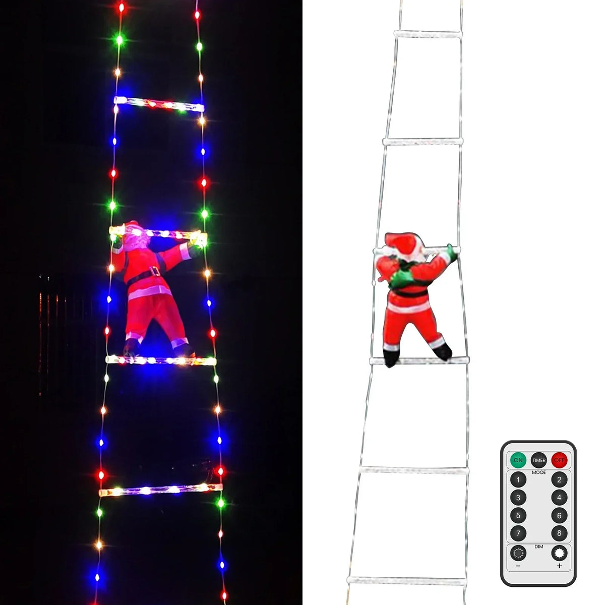 Lichtsnoer met kerstman op ladder