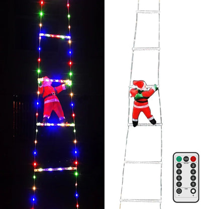 Lichtsnoer met kerstman op ladder