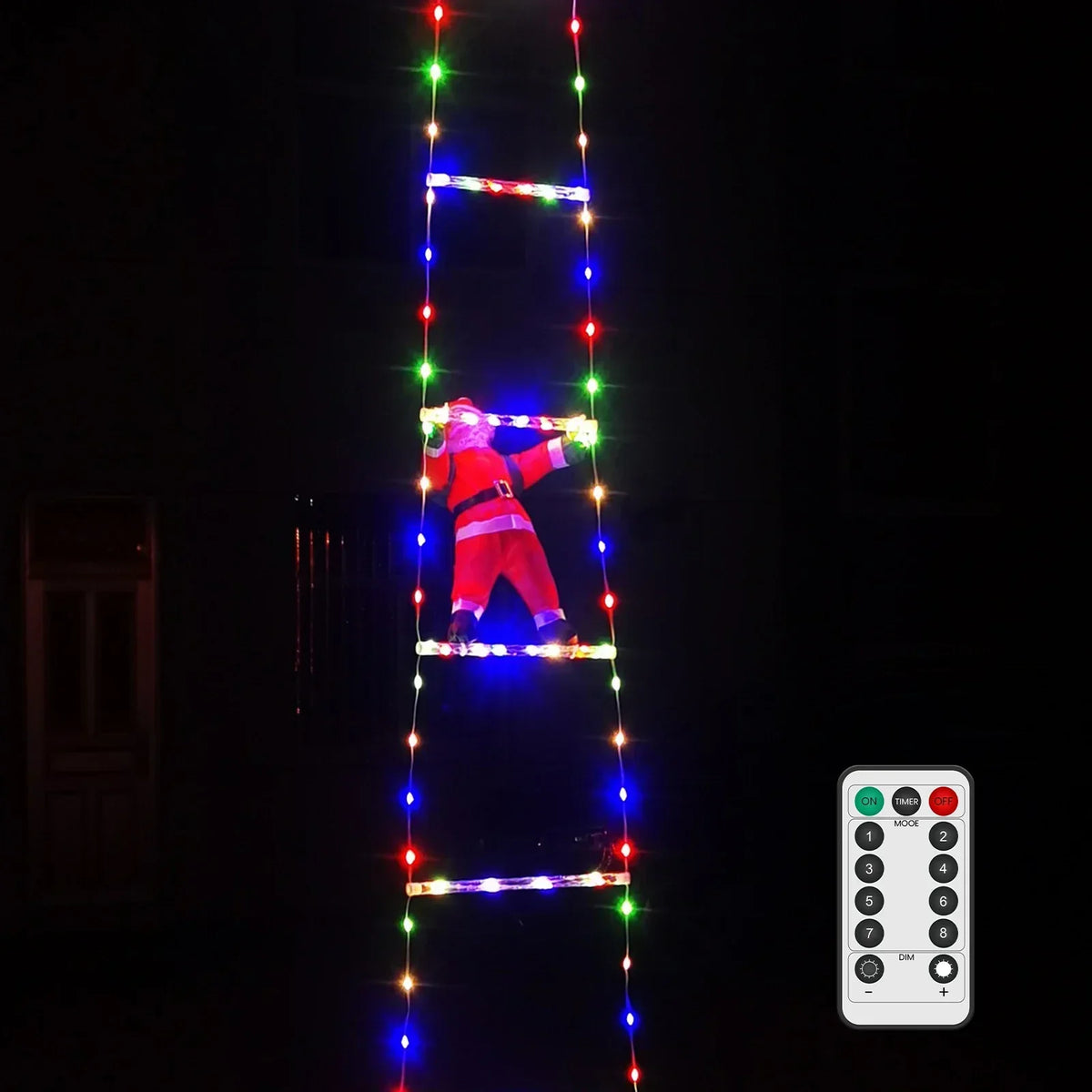 Lichtsnoer met kerstman op ladder
