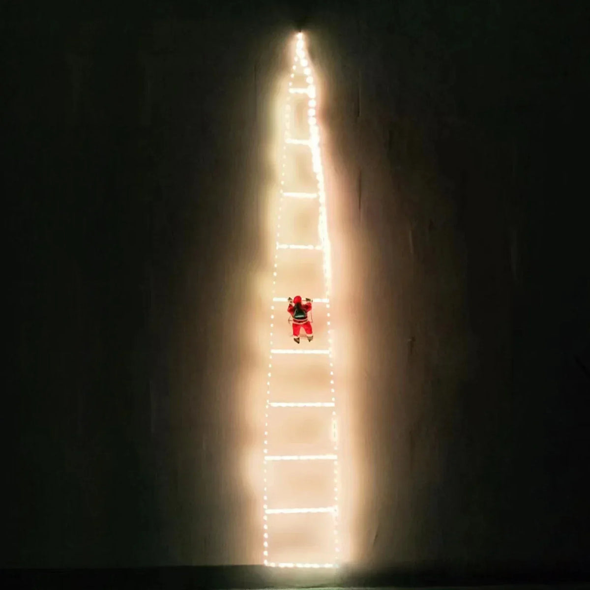 Lichtsnoer met kerstman op ladder