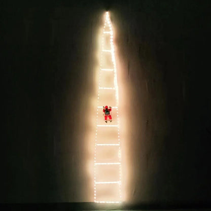 Lichtsnoer met kerstman op ladder