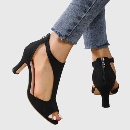 Image of Lisa | Dames Peep Toe T-Strap Sandalen met Hak