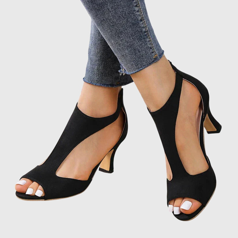 Image of Lisa | Dames Peep Toe T-Strap Sandalen met Hak