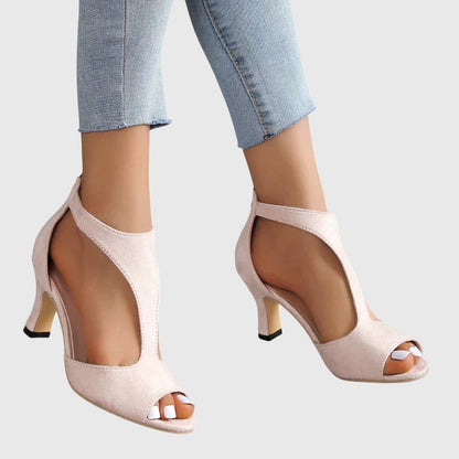 Image of Lisa | Dames Peep Toe T-Strap Sandalen met Hak