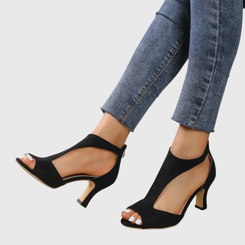Image of Lisa | Dames Peep Toe T-Strap Sandalen met Hak