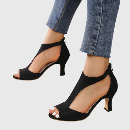 Image of Lisa | Dames Peep Toe T-Strap Sandalen met Hak