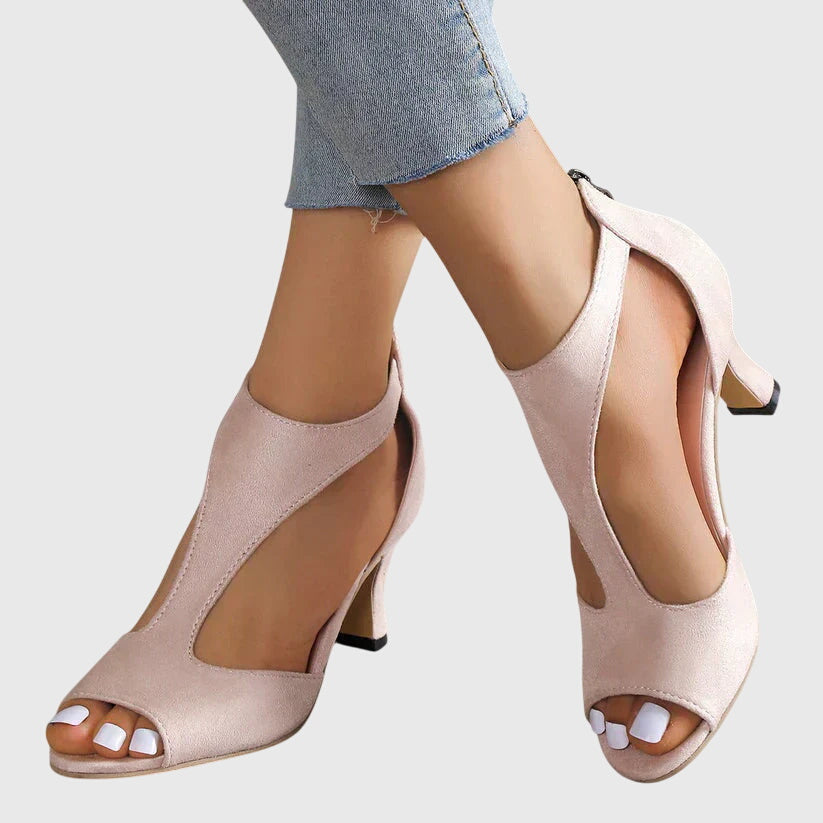Image of Lisa | Dames Peep Toe T-Strap Sandalen met Hak