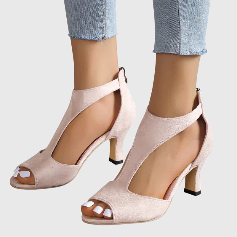 Image of Lisa | Dames Peep Toe T-Strap Sandalen met Hak