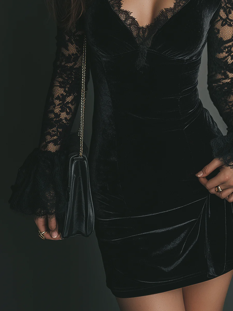 Image of Lisette | Dames V-hals Bodycon Mini Jurk