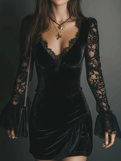 Image of Lisette | Dames V-hals Bodycon Mini Jurk